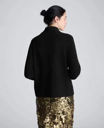 Kenneth Cole Raglan Sleeve Funnel Neck Sweater In Black