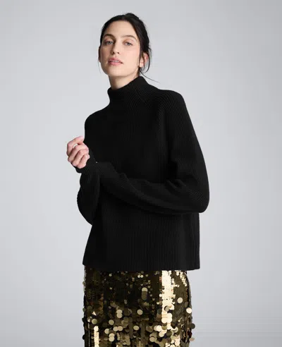 Kenneth Cole Raglan Sleeve Funnel Neck Sweater In Black