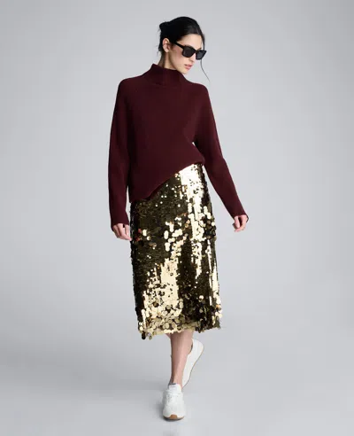 Kenneth Cole Mockneck Raglan Sleeve Sweater In Burgundy