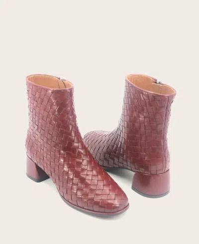 Gentle Souls Elodie Woven Bootie In Burgundy