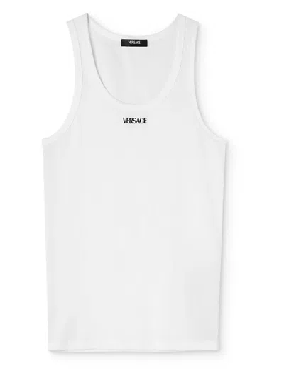 Versace White Logo Tank Top In White