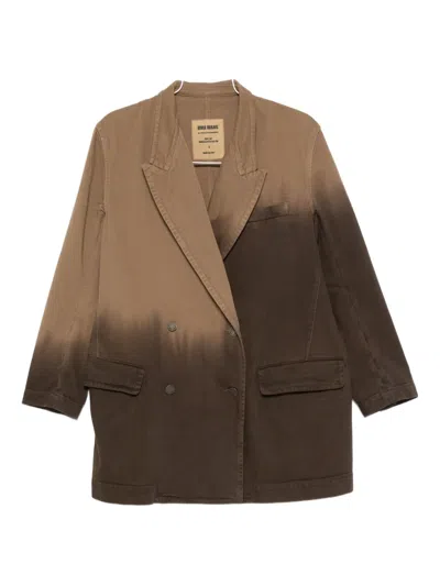 Uma Wang Double Breasted Ombre Effect Jacket In Brown