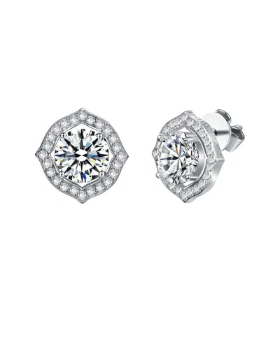 Genevive Moissanite Sterling Silver With Round Geometric Ha In Multi