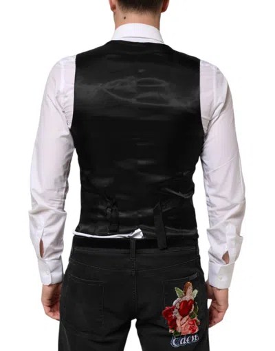 Pre-owned Dolce & Gabbana Black Wool Dress Formal Men Waistcoat Men's Vest ()