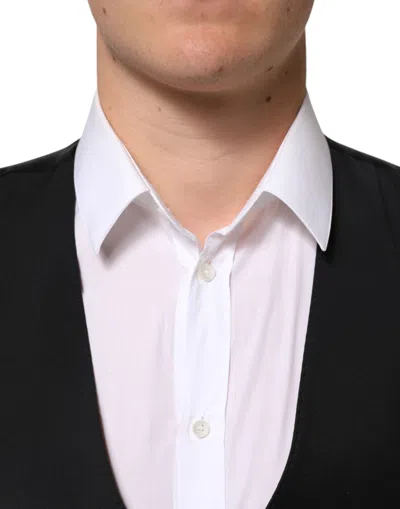 Pre-owned Dolce & Gabbana Black Wool Dress Formal Men Waistcoat Men's Vest ()
