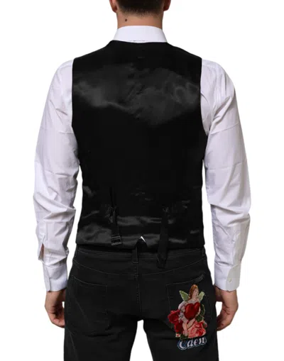 Pre-owned Dolce & Gabbana Black Wool Dress Formal Men Waistcoat Men's Vest ()