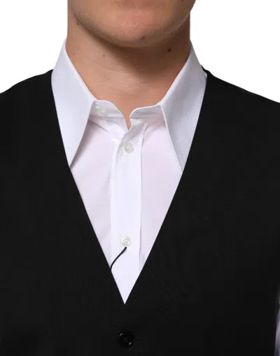 Pre-owned Dolce & Gabbana Black Wool Dress Formal Men Waistcoat Men's Vest ()