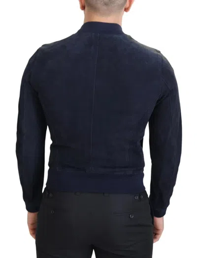Pre-owned Dolce & Gabbana Dark Blue Suede Lambskin Blouson Men's Jacket ()