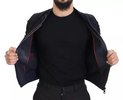 Pre-owned Dolce & Gabbana Dark Blue Suede Lambskin Blouson Men's Jacket ()