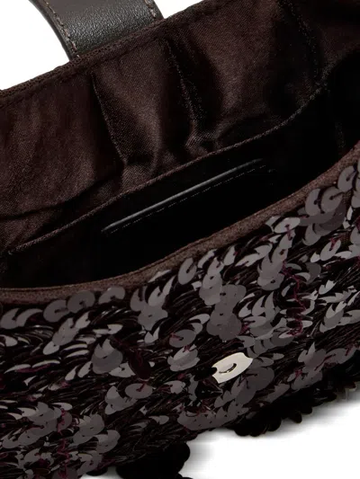 Staud Chic Sequin Shoulder Bag With Adjustable Strap In Brown