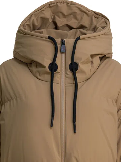 Moncler Ski Jacket With Hood And Pockets In Brown