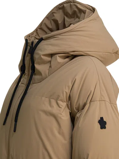 Moncler Ski Jacket With Hood And Pockets In Brown
