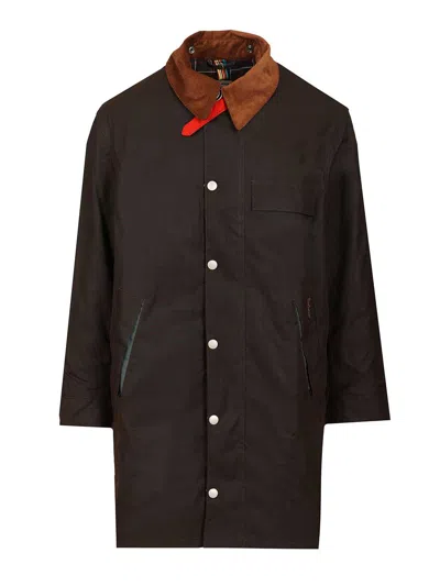 Barbour X Paul Smith Ba X Paul Smith Transp Wax Jkt Aw25 Wax Cot Outw Jackets Brown In Black