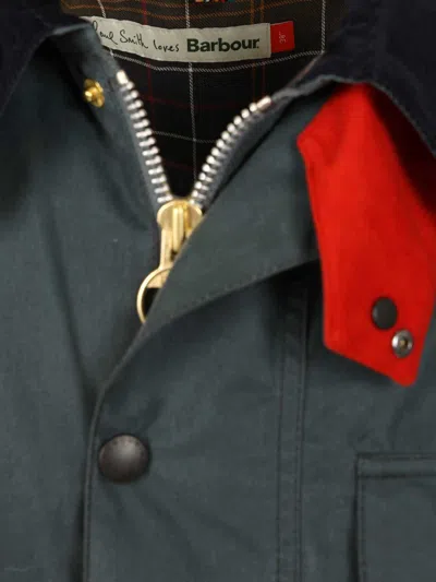 Barbour X Paul Smith Ba X Paul Smith Transp Wax Jkt Aw25 Wax Cot Outw Jackets Light Blue In Green