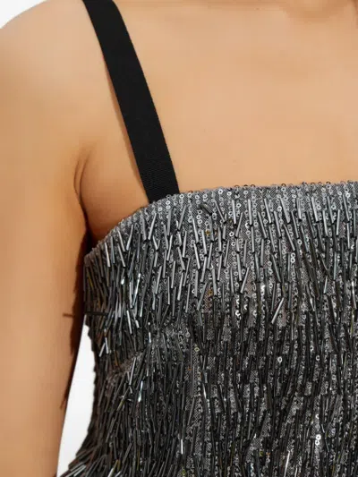 Dolce & Gabbana Mini Dress With Spaghetti Straps And Sequins In Gray