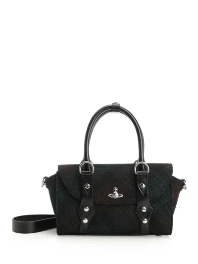 Vivienne Westwood Bettina Mini Crossbody Harris Tweed Check Dark-check In Metallic