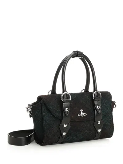 Vivienne Westwood Bettina Mini Crossbody Harris Tweed Check Dark-check In Metallic