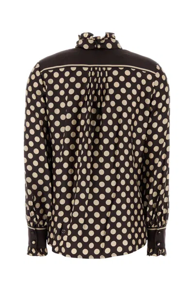 Valentino Twill Shirt With Plus De Polka Dot Print In Multi