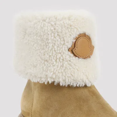 Moncler Suede And Shearling Ankle Boots In Brown