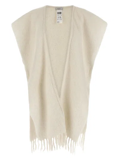 Peserico Circular Gauze Cape In Gray