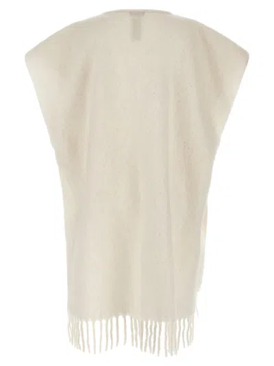 Peserico Circular Gauze Cape In Gray