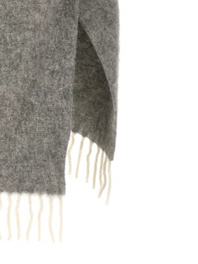 Peserico Grey Boucle Yarn Cape In Black