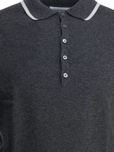 Thom Browne Browne 65 Polo Shirts Black In Gray