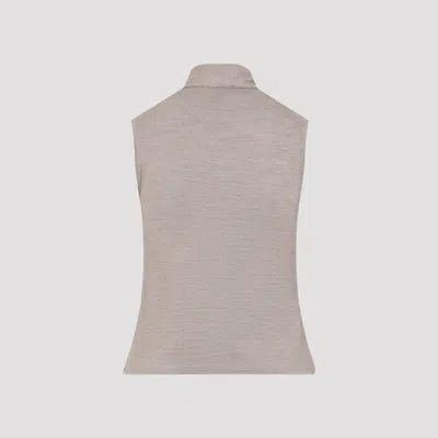 Lemaire Asymmetrical Sleeveless Cardigan Scarf Collar In Brown