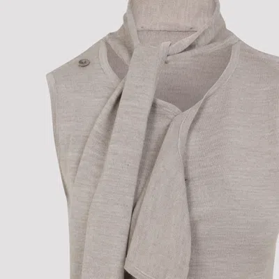 Lemaire Asymmetrical Sleeveless Cardigan Scarf Collar In Brown