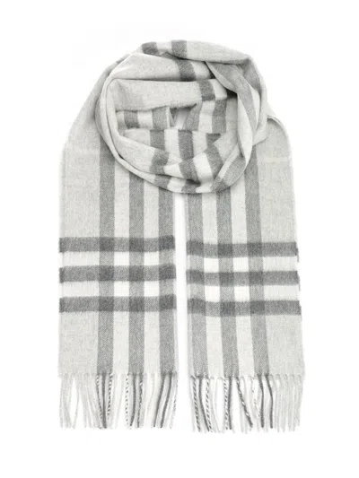 Burberry Cashmere Check Scarf Scarves And Foulards Grey In Gray