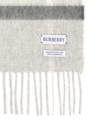 Burberry Cashmere Check Scarf Scarves And Foulards Grey In Gray