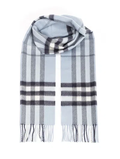 Burberry Cashmere Check Scarf Scarves And Foulards Light Blue In Blue
