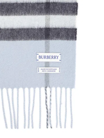 Burberry Cashmere Check Scarf Scarves And Foulards Light Blue In Blue