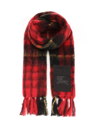 Burberry Check Wool And Mohair Scarf Scarves And Foulards Red In Multi