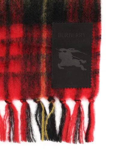 Burberry Check Wool And Mohair Scarf Scarves And Foulards Red In Multi