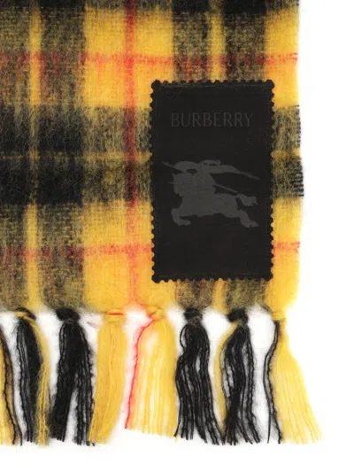 Burberry Check Wool And Mohair Scarf Scarves And Foulards Yellow In Multi