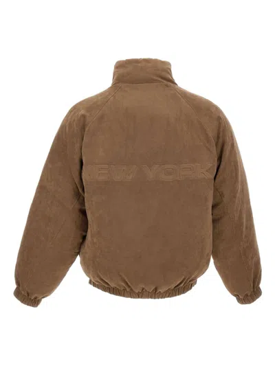 Emporio Armani Raglan-sleeve Reversible Bomber Jacket In Brown