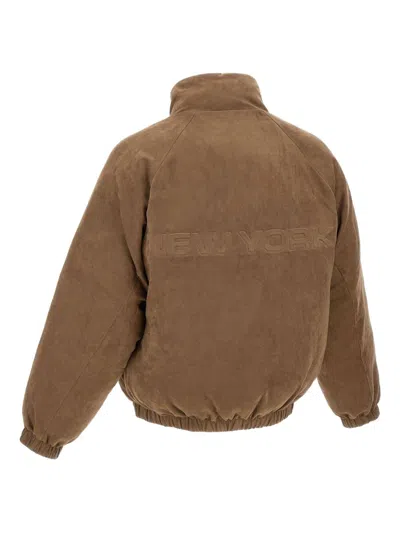 Emporio Armani Raglan-sleeve Reversible Bomber Jacket In Brown