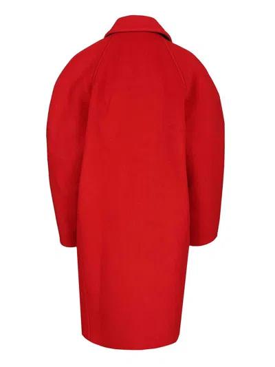 Filippa K Cocoon Raglan Sleeve Coat With Hidden Closure Coats Red In Red