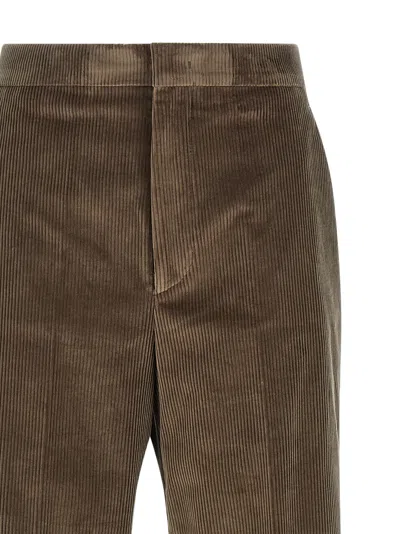 Tagliatore Wide Leg Corduroy Trousers And Pockets In Brown