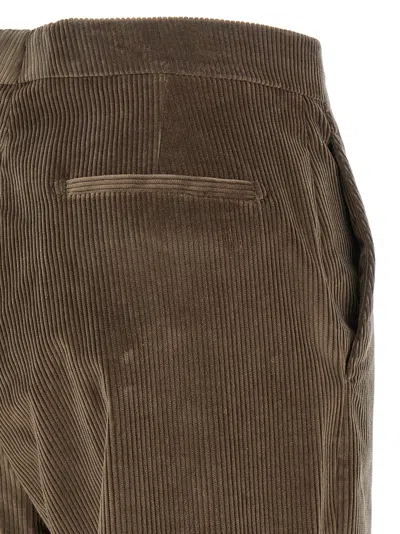 Tagliatore Wide Leg Corduroy Trousers And Pockets In Brown