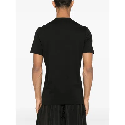 Moncler Men T-shirt With Flocked Cotton Logo In Black