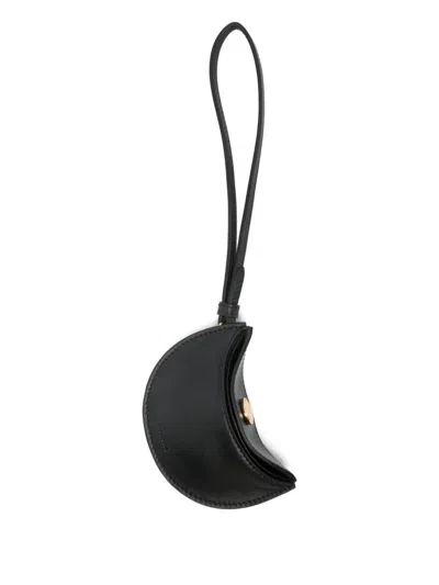 Jacquemus Curved Half-moon Leather Bag Accessory In Black