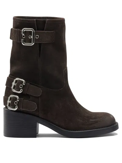 Chloé Dakota High Heels Ankle Boots In Brown Suede In Brown
