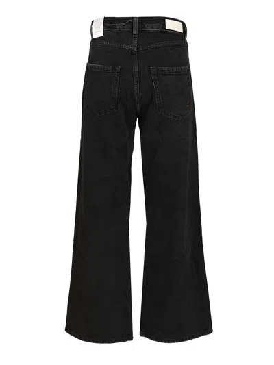 Icon Denim Debby Black Jeans With Wide Leg And Logo Patch On The Rear In Denim Woman In Black