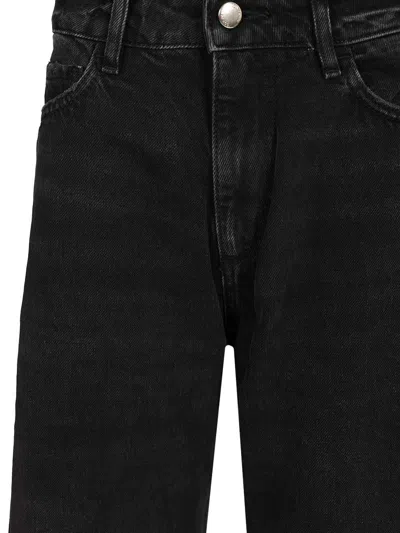 Icon Denim Debby Black Jeans With Wide Leg And Logo Patch On The Rear In Denim Woman In Black