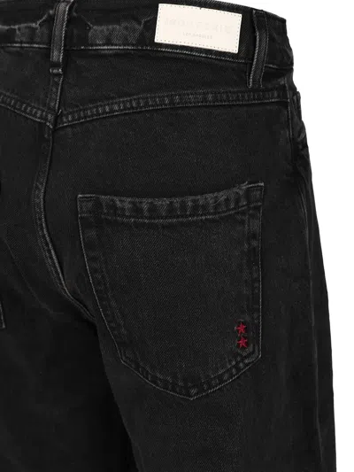 Icon Denim Debby Black Jeans With Wide Leg And Logo Patch On The Rear In Denim Woman In Black