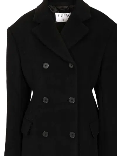Filippa K Double Breasted Coat Coats Black In Black