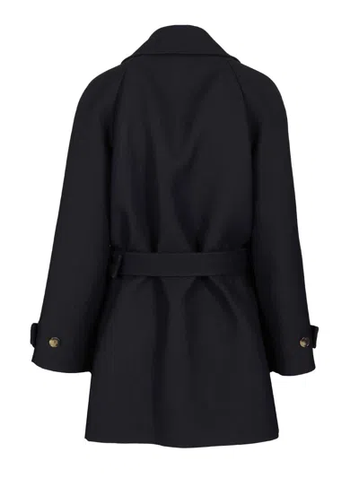 Loewe Double-breasted Belted Wool And Silk-blend Twill Jacket In Blue