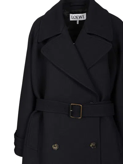 Loewe Double-breasted Belted Wool And Silk-blend Twill Jacket In Blue